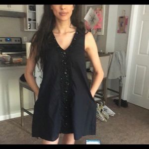 FOUNTYS COTTON BLACK DRESS WITH BEADS JUST ADORABLE ON